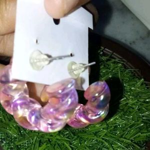 Twaynez Purple Acrylic Twist Earrings