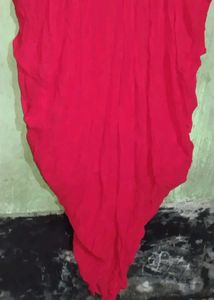 Red &amp; Gold Embroidered Anarkali Dress