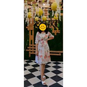 Pinteresty White And Pink Floral Dress With Shrug