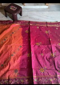 Orange And Lime Green Colour Saree, Pink saree
