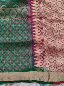 Green And Maroon Pure Silk Saree
