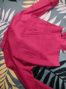 Dark Pink Shirt Knot Top