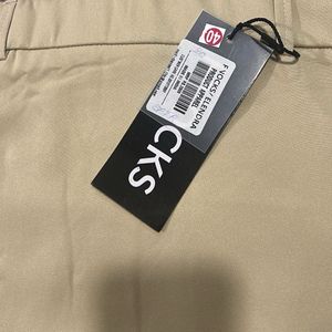 Beige Wide Leg Trousers