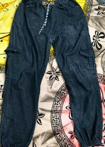 Denim Cargo Joggers