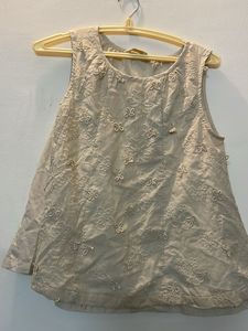 New Cream Sleeveless Top For Ladies