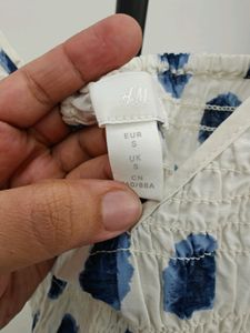 H&amp;M White/Blue Dress