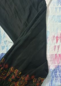 Printed Black Chiffon Saree