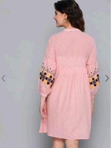 Pink Embroidered Mini Dress