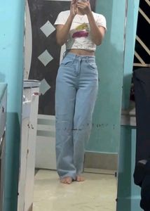 Flared Blue Denim Jeans