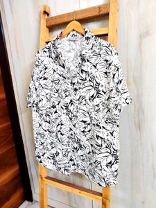 White Printed Cotton Shirt Size-40-42