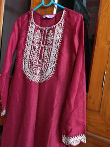 Elegant Maroon Embroidered Kurti