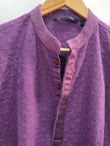 Men&#39;s Purple Chikankari Kurta