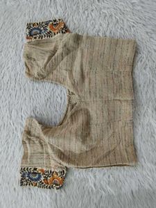 Coral And Beige Embroidered Saree (Women&#39;s)