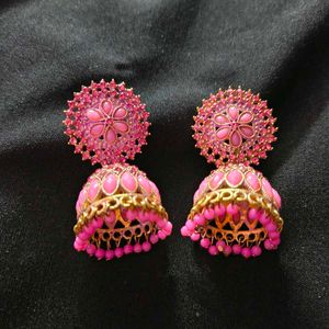 Pink Ethnic Earrings