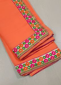 Crepe Silk Saree With Colorful Thread And Gold Thr