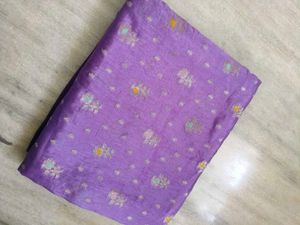 Elegant Banarasi Saree with Silver Zari Border ✨