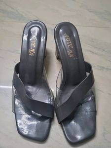 Grey Blocked Glass Heels For Women