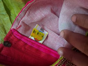 Girls Pink and Green Embroidered Frock