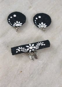Black & White Floral Jewelry Set