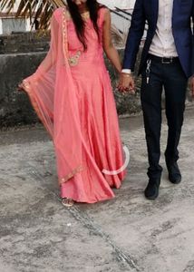 Peach Pink Umbrella Silk Gown