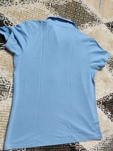 Adidas Men Blue Cotton Mix Polo Shirt
