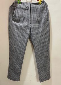 Zara Dupe Black &amp; White Checked Formal Trouser