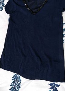 Women Blue Half Sleeve Casual Top