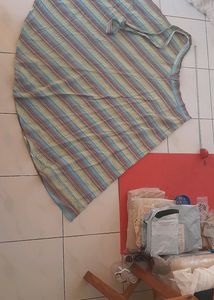 Multi Colour Seersuccer Wrap Around Skirt