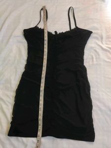 H&amp;M Black Ruched Mini Dress Busy 36
