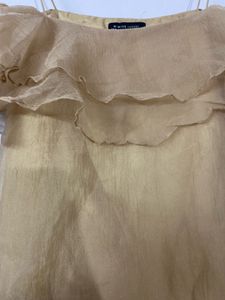 Golden Off Shoulder Mini Dress