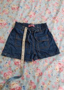 Denim Shorts with Tie Waist (Size 7-8 Year)