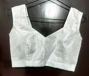 Silver Shimmer Stitched Blouse🤍 Full Margin
