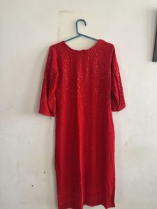 Red Embroidered Kurti