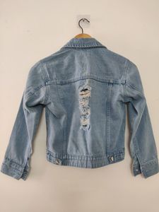 Denim Crop Distressed Jacket