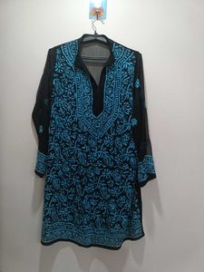 Lukhnowi Chikankari Kurta 🖤🩵