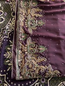 Elegant Embroidered Coffee Brown Saree
