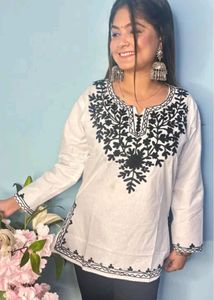 Cute Embroidery Short Kurtis