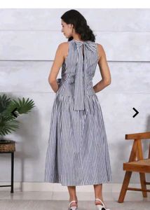 Striped Tie-Waist Midi Dress