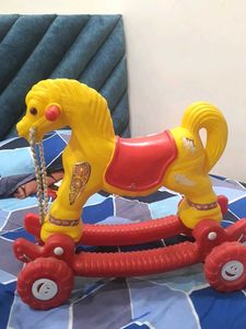 Vintage Yellow &amp; Red Rocking Horse