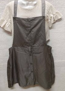 New Fresh Piece Grey Combo Jumpsuit Skirt Dress