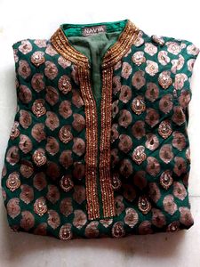 NAVYA Green Embellished Sleeveless Top