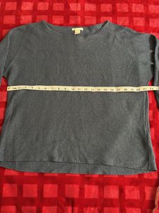 Blue Dolman Sleeve Ribbed Knit Top