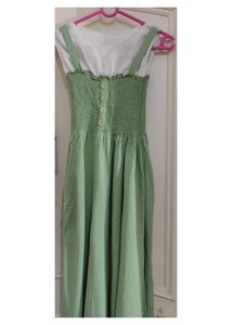 Frock(White+Olive Green)