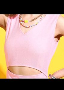 Women Skater Pink Sleeveless Dress