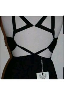Angel Biba Gold Sequin/Black StrappyCocktaildress
