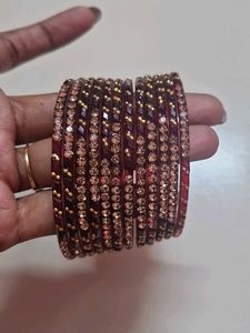 Red &amp; Gold Sparkle Bangle Set
