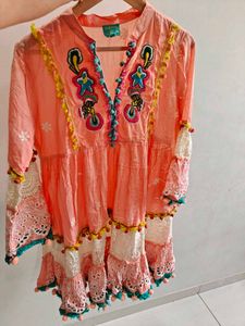 Peach Embroidered Tunic