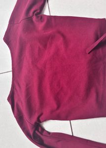 Maroon Long Sleeve Crop Top
