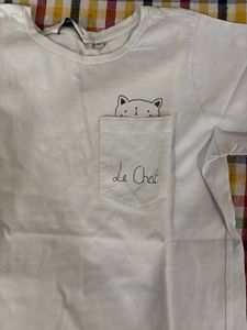 Cute White 'Le Chat' Tee