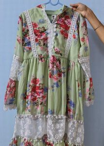 Floral Lace Trimmed Dress
